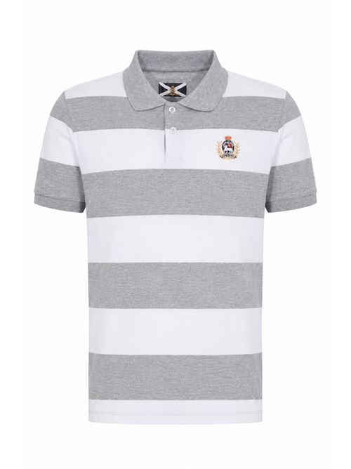 Polo Cordero in misto cotone a righe Bianco Grigio JOHNNY LAMBS | CORDERO001